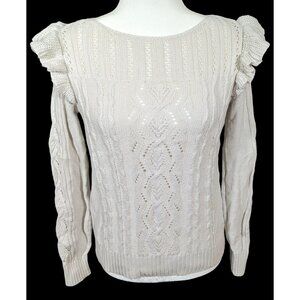 Vintage Coquette White Loft Ruffle Sleeve Sweater